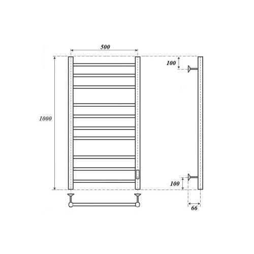 Полотенцесушитель электрический Point Аврора PN10850B 55х100 черный - фото 2