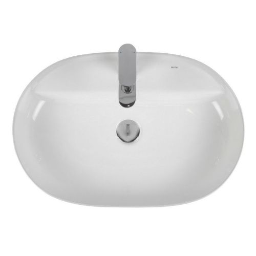 Раковина из сантехнического фарфора Bond Oval S01-600 60х40 накладная цвет белый 1 отверстие под смеситель - фото 4