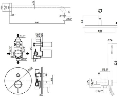 Душевая система Paffoni Light KITLIG015NOKING встраиваемая в стену цвет черный - фото 4