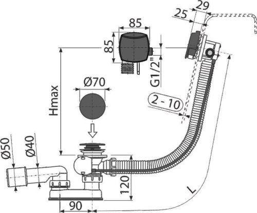 Слив-перелив Alcadrain Black A564BLACK черный - фото 2