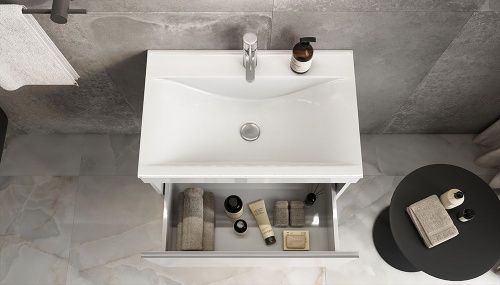 Раковина из искусственного камня Velvex PULSUS rkPUL.70-81 70х40 накладная цвет белый 1 отверстие под смеситель - фото 4