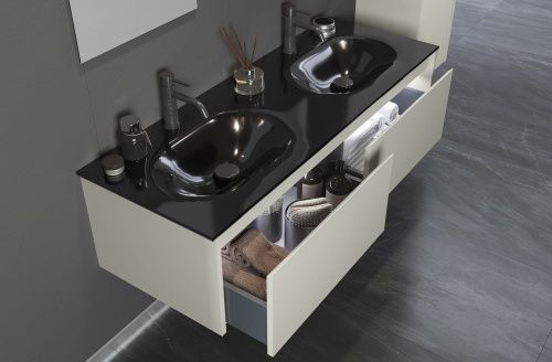 Тумба с раковиной Orka Lisbon 5001441 130х50 подвесная цвет серый/бежевый - фото 4