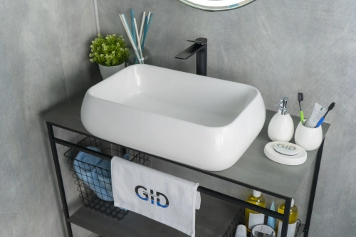 Раковина керамическая Gid Geométrico 51134 60х40 накладная цвет белый без отверстий под смеситель - фото 2