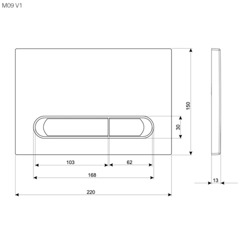 Клавиша смыва механическая KK POL M09 350/PBG/050-00-00 цвет золото - фото 2