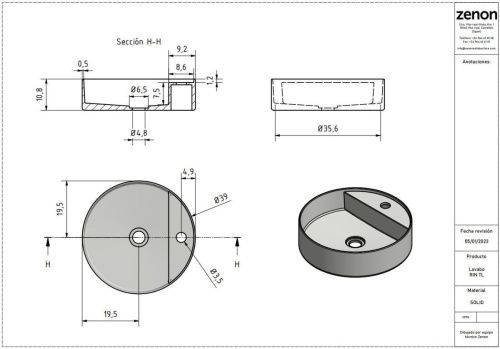 Раковина из искусственного камня Zenon Rin 4000.000.000.000.23362 40х40 накладная цвет белый - фото 2