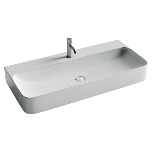 Раковина из сантехнического фарфора Ceramica Nova AURA CN2007 100х50 подвесная цвет белый 1 отверстие под смеситель - фото 4