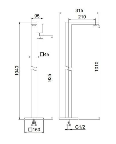 Смеситель Webert Pegaso PE832101560 напольный черный - фото 3