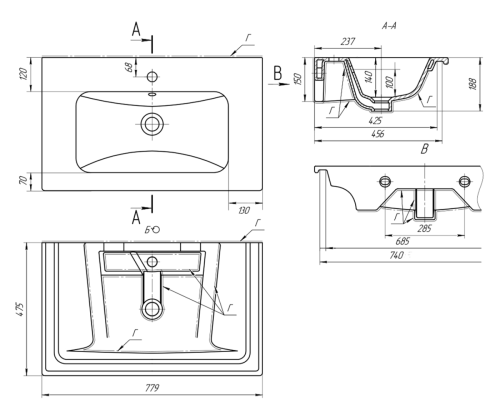 Раковина мебельная керамическая Dreja Euphoria 80 640177 80х50 накладная цвет белый - фото 4