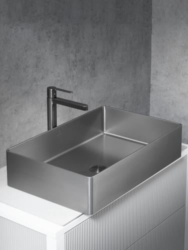 Раковина из нержавеющей стали AltroBagno Solido AltroBagnoSolido001022MtGr 60х40 накладная цвет оружейная сталь - фото 3