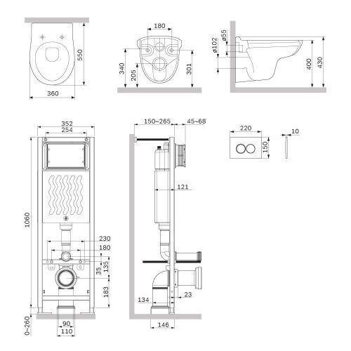 Комплект унитаз с инсталляцией с клавишей смыва Am.Pm Willow IS110151.DX15C1700 - фото 2