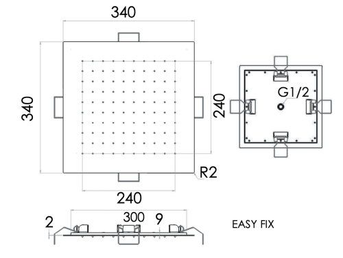 Верхний душ Remer X Style Inox SS357EFS34 35х35 нержавеющая сталь - фото 2