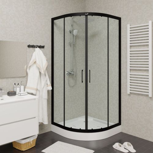 Душевой уголок Cerutti SPA VIVA90B N 90х90 стекло прозрачное профиль черный без поддона - фото 5