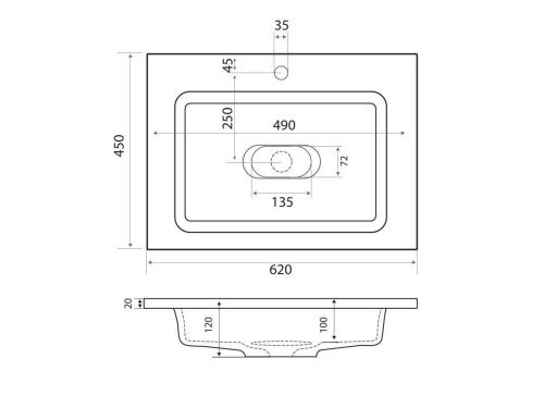 Раковина из искусственного камня Uperwood Modul 29110201339 60х50 полувстраиваемая цвет серый - фото 4