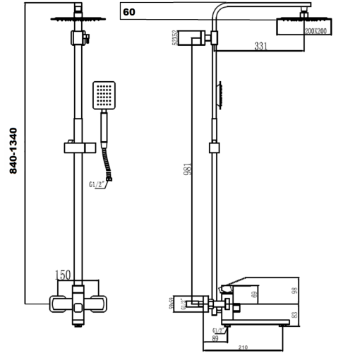 Душевая стойка Fmark FS8145-35 настенная цвет серый - фото 3