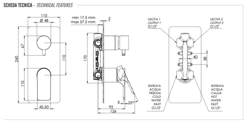Смеситель для душа Remer Infinity I92 встраиваемый в стену хром - фото 2