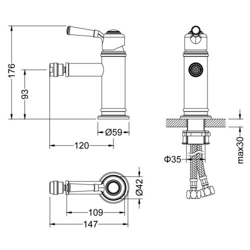 Смеситель Timo Arisa 5312/02F на биде бронза - фото 2