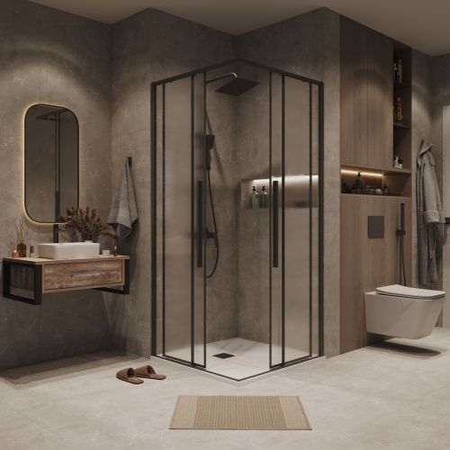 Душевая дверь Grossman Galaxy 1/2.K33.01.11.21.02 110х195 стекло текстурное профиль черный - фото 4