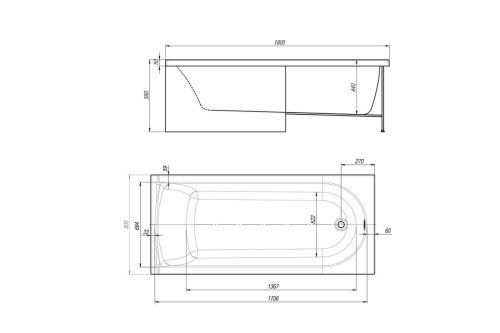 Ванна акриловая Royal Bath Bern RB974103 180х80 пристенная прямоугольная - фото 4