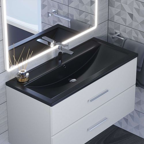 Раковина из искусственного камня Uperwood Foster Quartz 291030046 100х50 полувстраиваемая цвет черный - фото 4