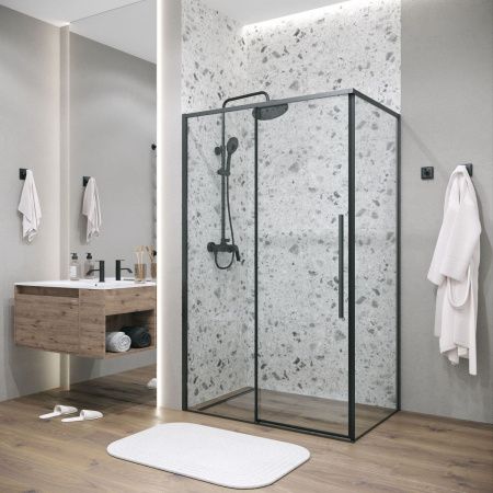 Душевая перегородка Grossman Galaxy 200.K33.01.80.21.00 80х195 стекло прозрачное профиль черный