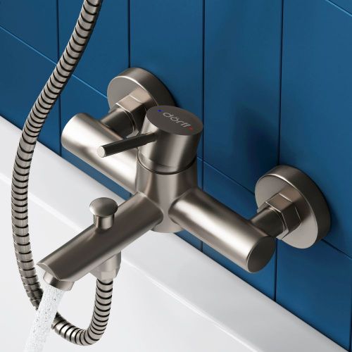 Смеситель для ванны и душа Dorff Logic NEW D3010000SS настенный нержавеющая сталь - фото 3