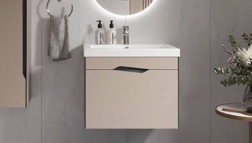 Тумба под раковину Velvex Krona 361 серый камень 60х40 подвесная цвет серый - фото 2