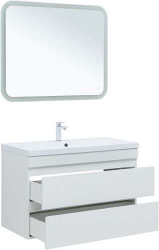 Тумба под раковину Aquanet Нота NEW 00335420 100х50 подвесная цвет белый - фото 4