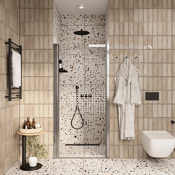 Душевая дверь Parly DE70 70х185 стекло с рисунком профиль хром