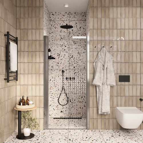 Душевая дверь Parly DE70 70х185 стекло с рисунком профиль хром