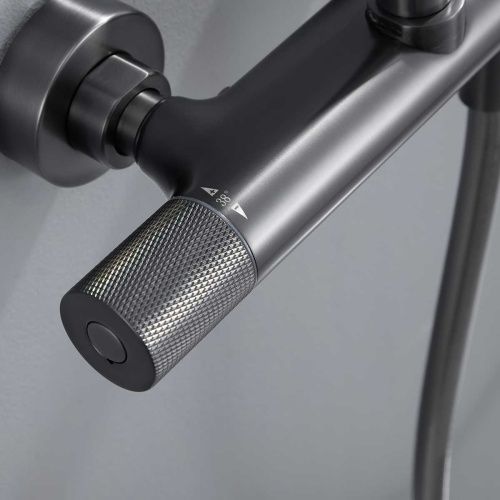 Душевая стойка Vincea Desire VSFS-1D0TGM настенная цвет вороненая сталь с термостатом - фото 3