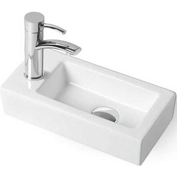 Раковина из сантехнического фарфора Vincea VBS-133L 40х20 подвесная цвет белый 1 отверстие под смеситель