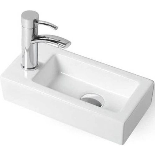 Раковина из сантехнического фарфора Vincea VBS-133L 37х18 подвесная цвет белый 1 отверстие под смеситель