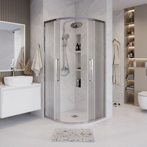 Душевой уголок Grossman Cosmo 301.K33.02.8080.10.02 80х80 стекло текстурное профиль хром без поддона - фото 5