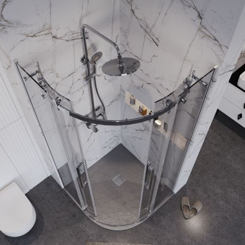 Душевой уголок Grossman Classic 301.K33.04.1010.10.00 100х100 стекло прозрачное профиль хром без поддона - фото 5