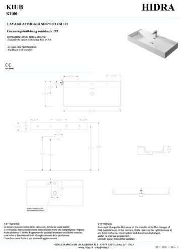Раковина керамическая Hidra Kiub KI100/026 100х50 подвесная цвет черный 1 отверстие под смеситель - фото 2
