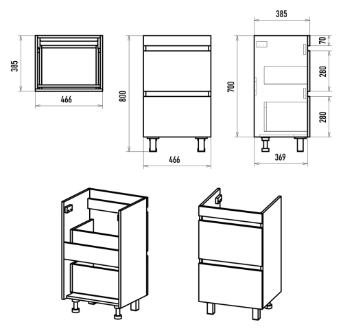 Тумба под раковину Misty Енисей Э-Ени01050-0112Я 47х39х70 напольная - фото 5