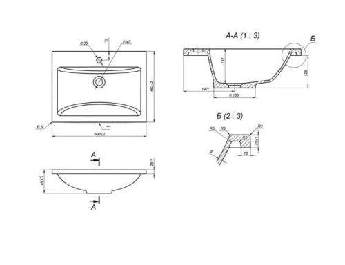 Раковина из искусственного камня Uperwood Self 4538341000 60х50 полувстраиваемая цвет белый - фото 3