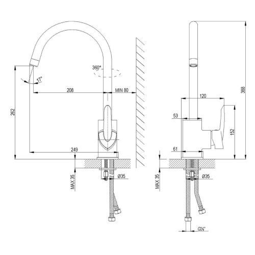 Смеситель для кухни LeMark Mars LM3505C на мойку хром - фото 2