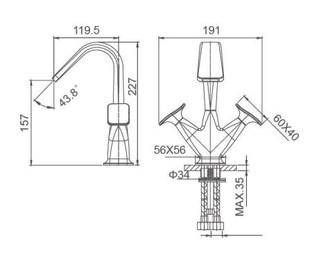 Смеситель для раковины Wonzon & Woghand Shakespeare WW-651103-CR на столешницу хром