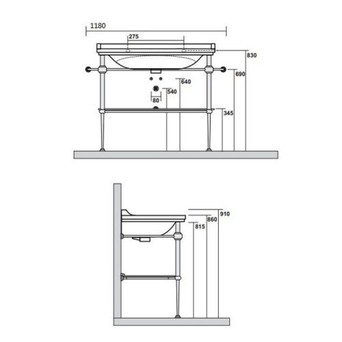 Консоль под раковину Kerasan Waldorf 9196K2oro 100х60 напольная цвет золото - фото 2