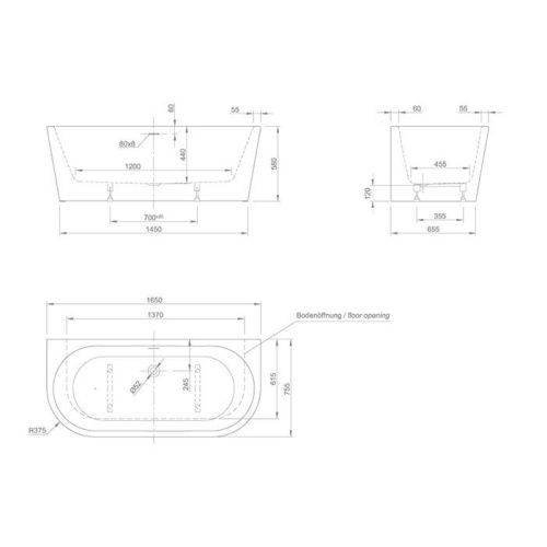 Ванна акриловая Knief Wall 0100-255-L 165х75 встраиваемая прямоугольная - фото 2