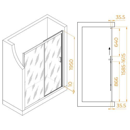 Душевая дверь RGW Passage 350801716-21 160х195 стекло матовое профиль хром - фото 5