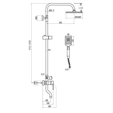 Душевая стойка Savol S-602242 настенная цвет хром