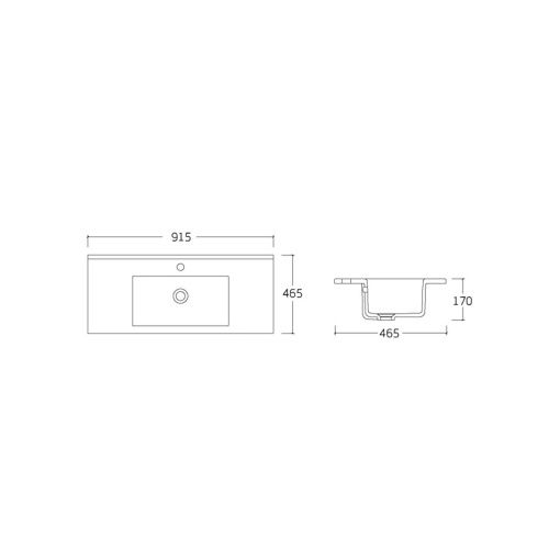 Раковина из сантехнического фарфора Vincea VBS-13990 60х50 встраиваемая цвет белый 1 отверстие под смеситель - фото 2