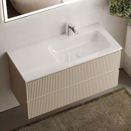 Тумба под раковину Sancos SNOB R SNR100RCE 100х40 подвесная цвет бежевый - фото 2