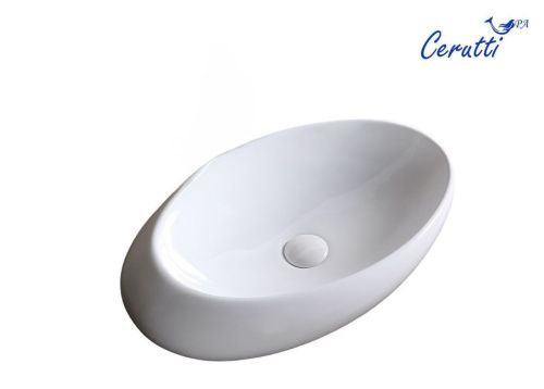 Раковина из сантехнического фарфора Cerutti SPA CR0058C 70х50 накладная цвет белый без отверстий под смеситель - фото 2