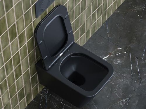 Унитаз подвесной Ceramica Nova METRIC CN3007MB черный с сиденьем микролифт безободковый душевой смыв - фото 5