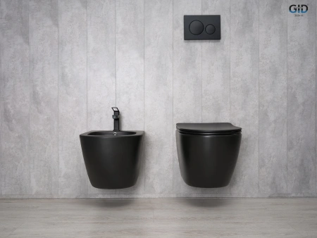 Унитаз подвесной Gid Convexo 62226Y черный с сиденьем микролифт безободковый смыв торнадо