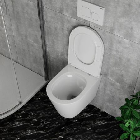 Унитаз подвесной Sintesi SIN-TS-SLR-182 белый безободковый с сиденьем микролифт душевой смыв