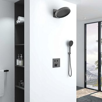 Душевая система Vincea VSFW-421I3GM встраиваемая в стену цвет вороненая сталь